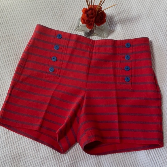 Talbots Pants - TALBOTS Red shorts with Blue stripes size 8